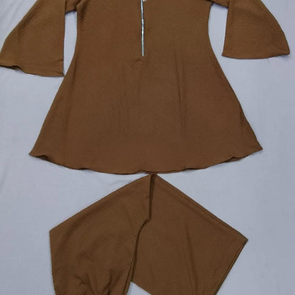 Commerza Mocha Textured Half-Zip Co-ord Set