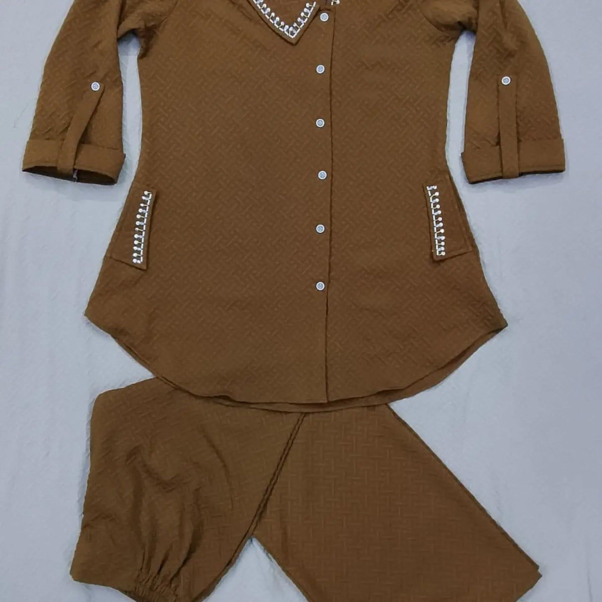 Commerza Mocha Textured Half-Zip Co-ord Set