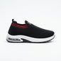 COMMERZA Knit Slip-On Sneaker with Air Cushion Sole – Black & Maroon