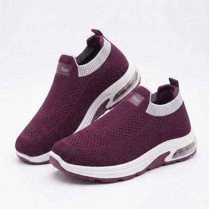 COMMERZA Knit Slip-On Sneaker with Air Cushion Sole – Maroon