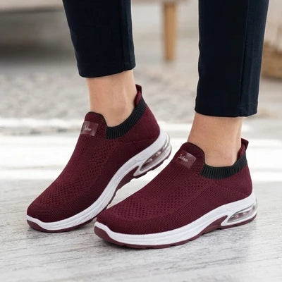 COMMERZA Knit Slip-On Sneaker with Air Cushion Sole – Maroon