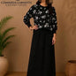Black and White Floral Print Two-Piece Overlay Maxi Dress Set