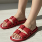 COMMERZA Double Braided Knot Platform Slides – Red